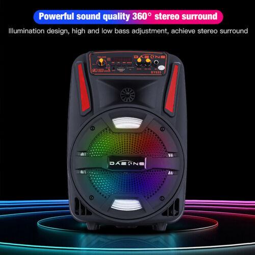 1000W Portable Bluetooth PA Speaker 8" Subwoofer Wireless Rechargeable Speaker With Microphone FM Radio LED - 3